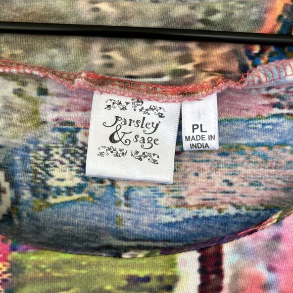 Parsley & Sage Top PL Petite Large Geometric Art to Wear Boho Beach Shirt PL - Picture 3 of 12